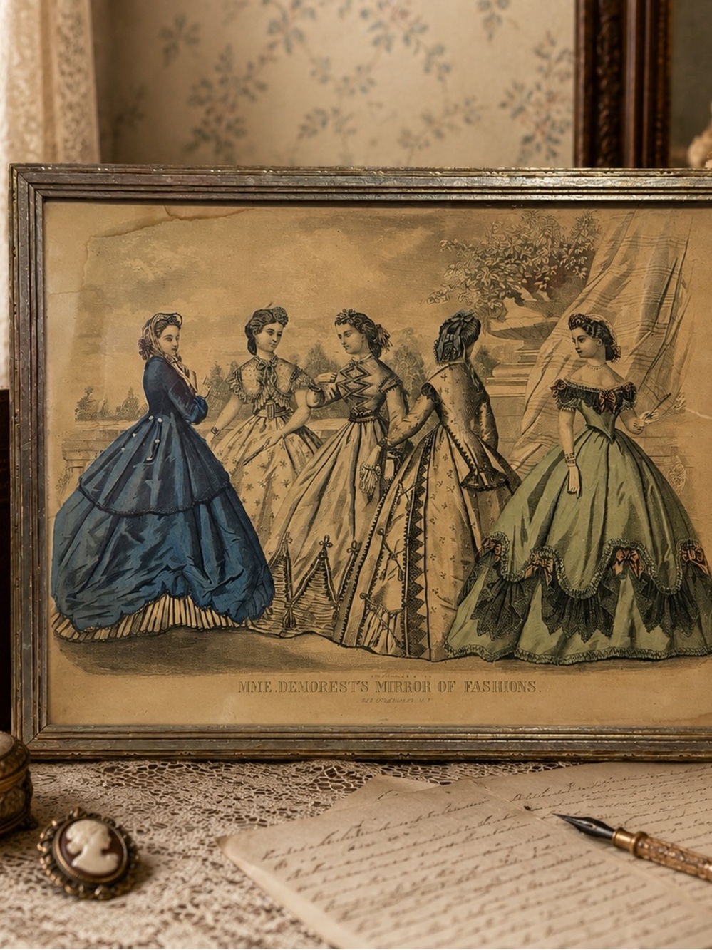 Antique 1860s Mme Demorest Victorian Fashion Plate